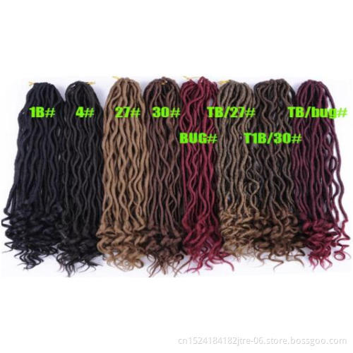 24 inch soft locs, goddess locs crochet braid hair extension with curly end natural